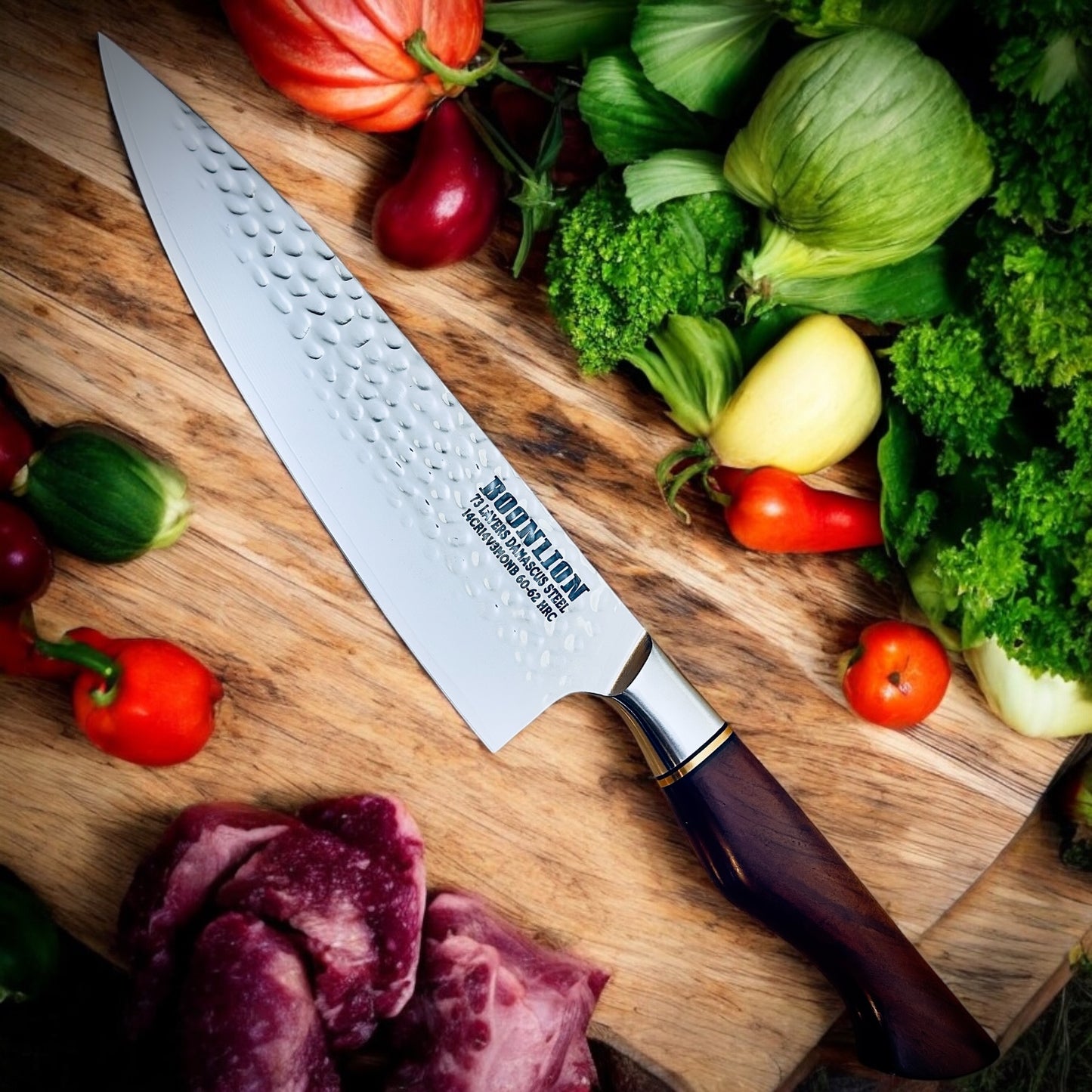 8" 73 layers 14Cr14V3 Power Damascus Chef Knife