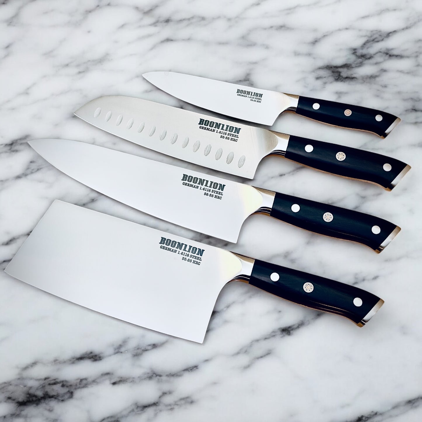 BOONLION 4pcs Kitchen Knife Set German 1.4116