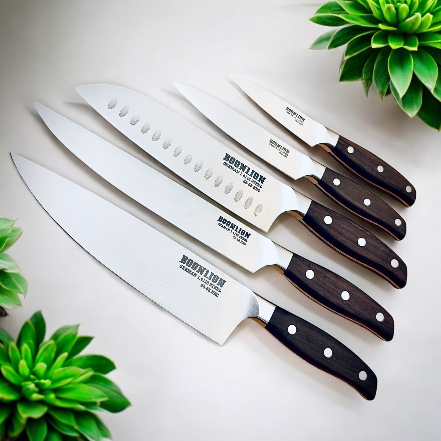 BOONLION 5pcs Kitchen Knife Set German 1.4116