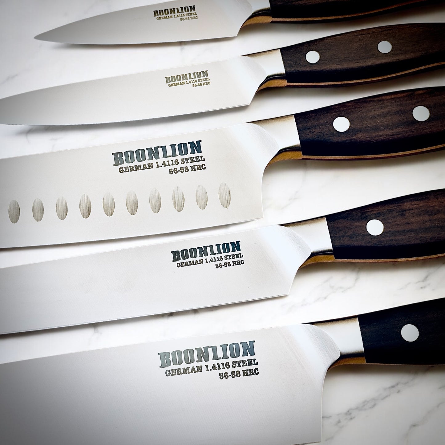 BOONLION 5pcs Kitchen Knife Set German 1.4116