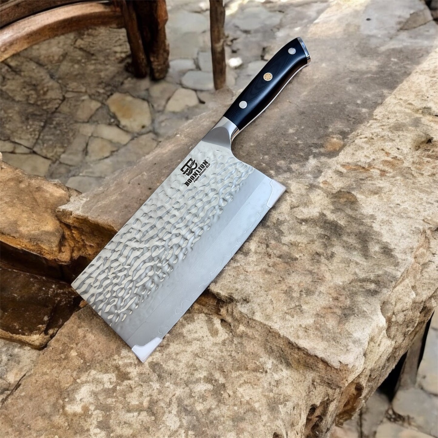 7.4" Japanese Hitachi SLD Steel (JIS SKD11) Cleaver Knives with G10 Black glass fiber handle.