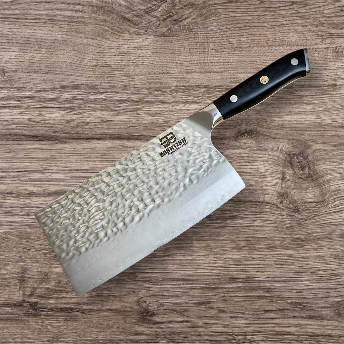 7.4" Japanese Hitachi SLD Steel (JIS SKD11) Cleaver Knives with G10 Black glass fiber handle.